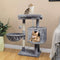 SYANDLVY Small Cat Tree for Indoor Cats, Activity Cat Tower with Scratching Post for Kittens, Climbing Stand with Basket & Condo for Play Rest (Grey)