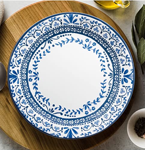 Corelle Vitrelle 4-Pieces 10.25" Glass Dinner Plates, Chip & Crack Resistant Glass Dinnerware Set Plates, Portofino