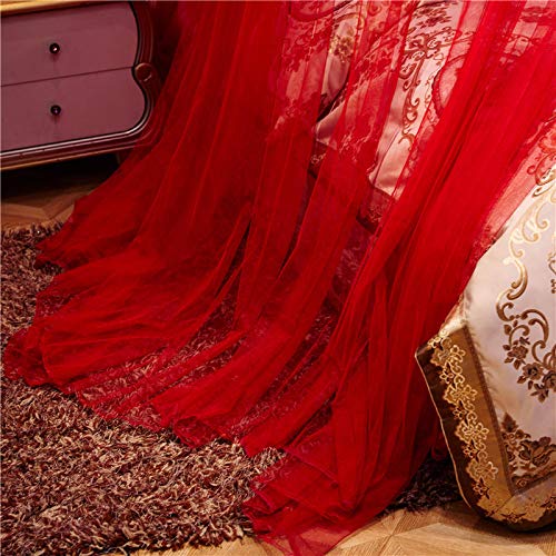 Zhiyuan Lace Embroidery Dome Red Bed Netting Canopy Curtain Mosquito Net for All Sizes Bed