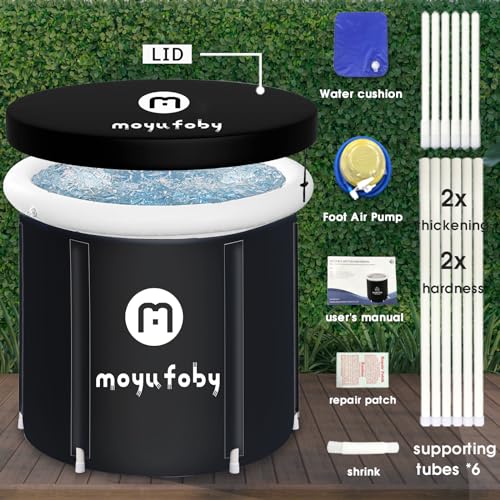 Cold Plunge Tub Outdoor Ice Bath Tub for Athletes with Cover, Portable Inflatable Bathtub for Hot Bath Ice Bath, 92.4 Gallons Large Bath Tub Adult Soaking Tub