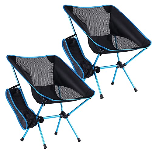 Camping Chairs, 2 Pack Portable Camping Chair Lightweight, Hiking Chair Outdoor Chair Beach Chair Folding Chair for Camping Outdoors Lawn Hiking Beach Travel Picnic Sport with Carry Bags