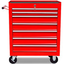 vidaXL Mechanics Tool Trolley 7 Drawers Red Workshop Chest Box Storage Cabinet