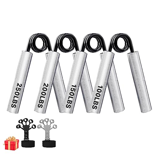 USOR Metal Grip Strength Trainer Set,45-113KG（4 Pack） Heavy Grippers, Wrist Forearm Strengthener, Grip Strength Training and Exercise, Hand Grip Finger Strengthener