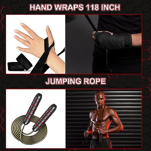 4FT Punching Bag for Adults, 8-in-1 Unfilled Heavy Punching Bag,Heavy Punching Bag with 12OZ Gloves,Wraps, Chain, Ceiling Hook for MMA Kickboxing Boxing Karate Muay Thai Taekwondo