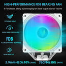 Air CPU Cooler ARGB Cooling Fan 6 Copper Heat Pipes CPU Radiator with FDB Bearing 120mm Fan PWM 2000PRM 76CFM Addressable RGB Lighting Sync for AMD AM4/AM5 Intel LGA 1700/1150/1551/1155/1200 (White)