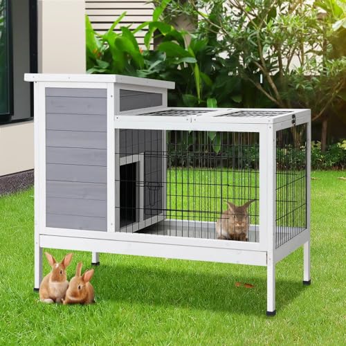 i.Pet Rabbit Hutch Chicken Coop Pet Hutch Large Run Wooden Indoor Outdoor House