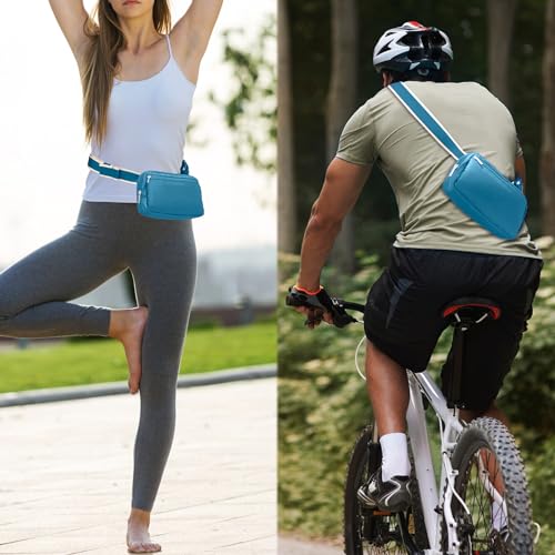 WALNEW Fanny Pack Belt Bag, Small Waist Packs for Women Men Trendy, Fashion Crossbody Bag Everywhere Bum Bag Over The Shoulder with Adjustable Strap for Travel Workout Running Hiking (Peacock Blue)