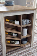 Signature Design by Ashley Skempton Farmhouse 36" Counter Height Dining Table with Storage & Wine Rack, Whitewash