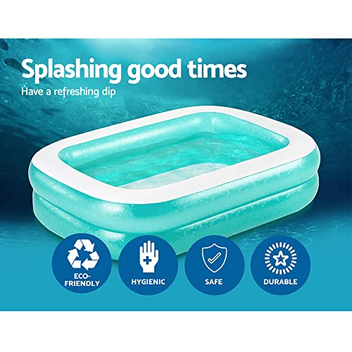 Bestway Swimming Pool Rectangular 200x146x48cm Green White Kids Inflatable Pools, Above Ground, with Soft Floor Outdoor Play Family Funny Toys