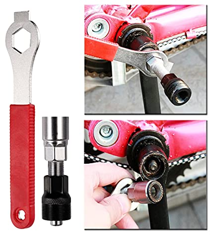 Kitbest Bike Repair Tool, Bicycle Crank Puller Extractor Bottom Bracket Remover, Bike Multitool Spanner/Wrench, Spoke Wrench 8 Way Bike Rim Truing Tool for Bicycle Wheel Tension Adjustment