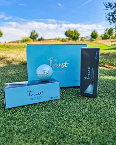 Trust Aurora Blue,Crystal Urethane Covered, Faster Core, 3 Piece Golf Ball, Soft & Elasticity Feel, Distance with Greenside Control (One Dozen)