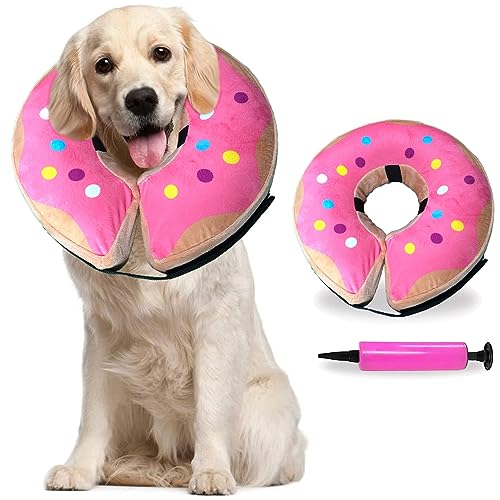 KIKNIN Inflatable Dog Cone Collar for Large Medium Small Dogs Protective Cat Dog Neck Donut Collar Soft Recovery Pet Cone Prevent from Biting & Scratching, Comfy Adjustable Recovery Pillow Collar