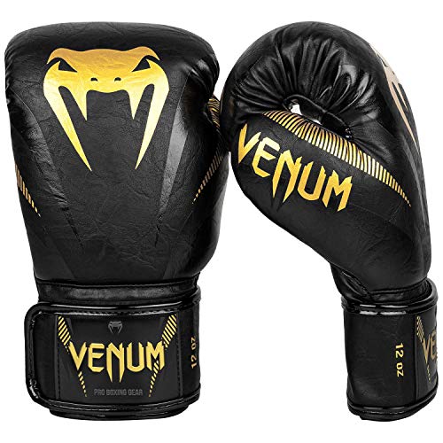 Venum Impact Boxing Gloves-Black/Gold - 16OZ