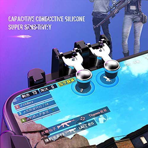 ZOMTOP Mobile Game Controller with Cooling Fan 4 Trigger for PUBG/Call of Duty/Fotnite [6 Finger Operation] L1R1 L2R2 Gaming Grip Gamepad Mobile Controller Trigger for 4.7-6.5" iOS Android Phone(With cooling fan)