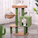 MeowSir Cat Tree Cute Tower Cactus Scratching Post with Large Top Perch Comfy Hammock Private Condo Fully Natural Sisal and Dangling Bell Ball for Indoor Cats- Khaki Green Khaki (YL-MSCT36XRZ10GN-US)