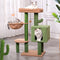 MeowSir Cat Tree Cute Tower Cactus Scratching Post with Large Top Perch Comfy Hammock Private Condo Fully Natural Sisal and Dangling Bell Ball for Indoor Cats- Khaki Green Khaki (YL-MSCT36XRZ10GN-US)