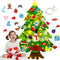 DIY Felt Christmas Tree Set,Geli 4ft Family 3D Fake Xmas Tree with 32 Pcs Ornaments 20 LED Lights Detachable Christmas Ornaments for Home Door Wall Hanging Christmas Decorations