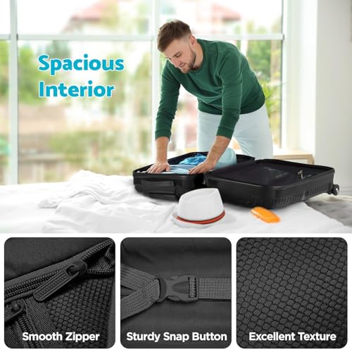 Advwin Luggage Sets 3 Pcs Travel Suitcase 20''/24''/28'' Lightweight TSA Lock Spinner Wheels Durable Retractable Pull Bars Black