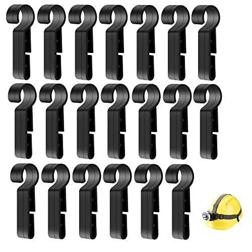 Pack of 20 Headlight Clip Protective Helmet Headlamp Clip Helmet Clips for Headlights Black Headlamps Clips Hardhat Headlight Hook Suitable for All Types of Headlights, Protective Helmet