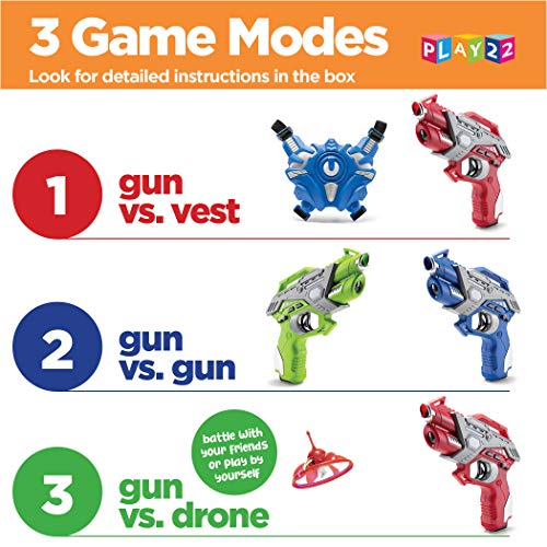Play22 Laser Tag Sets with Gun and Vest and UFO Set of 4