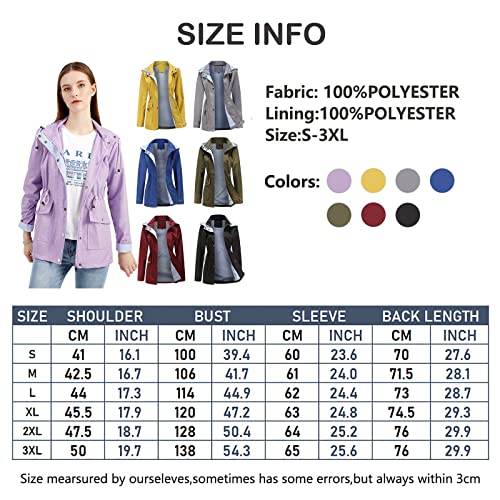 Women's Raincoats Waterproof Rain Jacket Lightweight Outdoor Windbreaker Hooded Trench Coats (Color : Red, Size : Large)