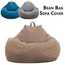 Bean Bag Cover with Handle and Side Pockets Lazy Bag Cover Washable Soft Fabric (Grey 70x80cm)