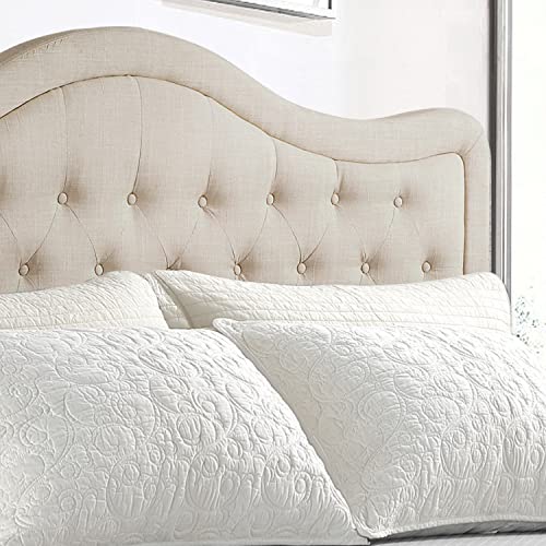 Rosevera Givana Rosever Upholstered Tufted Headboard with Adjustable Height for Bedroom, King, Linen Beige