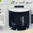 MURO Portable Bathtub for Adults, Foldable Freestanding Spa Bathtub for Soaking in Shower Stall, 3 Layer for Insulation, Black, Includes Bonus Cushion