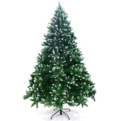 Ariv Green Pinecone Hinged Christmas Tree 6FT 1.8M Lush 1010 Tips Bushy Metal Stand Frame Hinged Branches Automatic Easy Assemble Chistmas Family Home Party Mall Store Decoration Ornaments