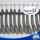 MR.SIGA Plastic Extra Wide Suit Hangers, Pack of 12, Width: 15.5" x 1.4" Depth, Notched Shoulders & Swivel Hooks, Translucent Grey