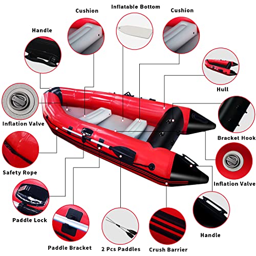 AZXRHWYGS 10 ft Dinghy Boats, 4 Persons Inflatable Boat Fishing Kayak Raft Sport Boat for Adults with Paddles Air Pump Carry Bag