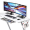 SHW Gaming L-Shaped Computer Desk with Monitor Stand, White