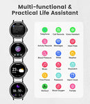 Smart Watch for Women with Make/Answer Call IP67 Waterproof Fitness Activity Tracker 1.32" HD Touchscreen Compatible iOS Android Fashion Smartwatches Black Diamond Stainless Steel Watch