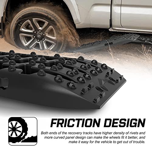 Recovery Tracks with Bag 2 Pair Recovery Boards for Automotive Tires and Wheels Sand Mud Snow 10Ton Stand 4wd Tracks for Offroad Car SUV Truck Gen 3.0 Black