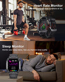LIGE Military Smart Watches for Men,5ATM Waterproof Outdoors Tactics Sport Fitness Activity Tracker Watch, 1.85'' HD Blood Pressure/Heart Rate Monitor SmartWatches Compatible with iOS and Android