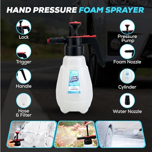 Carmodex Car Wash Cleaning Kit, Manual Foam Sprayer, Premium Brushes, Professional Interior/Exterior Car Detailing Kit – Car Care Gift Tool Set for Women and Men, 25pcs Car Detailing Kit for Vehicles