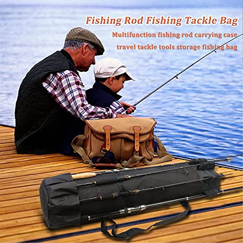 lehom Fishing Rod Bag Portable Canvas Fishing Rod Reel Organizer Bag Hold 5  Poles Fishing Tackle Gear Backpack Fishing Tackle Storage Bag