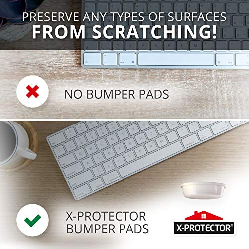 Cabinet Door Bumpers X-PROTECTOR - Premium Cabinet Bumpers 100 pcs 12.5 mm Sound Dampening Door Bumper & Glass table top Bumpers! Best Rubber Bumpers! Glass & Surface protection with our Furniture Bumpers!