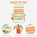 PORTAL Aluminum Lightweight 4-Way Hi Back Folding Beach Chair, Classic Wood Handle Camp Chair with Cup Holder and Padded Carry Shoulder Strap