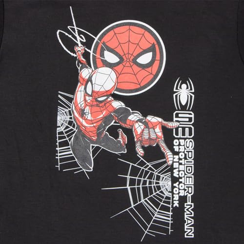 Marvel Spider-Man Comics Peter Parker Boys 3-Pack Short Sleeve T-Shirt Bundle Set for Kids, Black/Red/Blue, 10-12