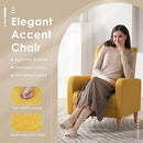 COLAMY Modern Upholstered Accent Chair Armchair with Pillow, Fabric Reading Living Room Side Chair,Single Sofa with Lounge Seat and Wood Legs,Yellow