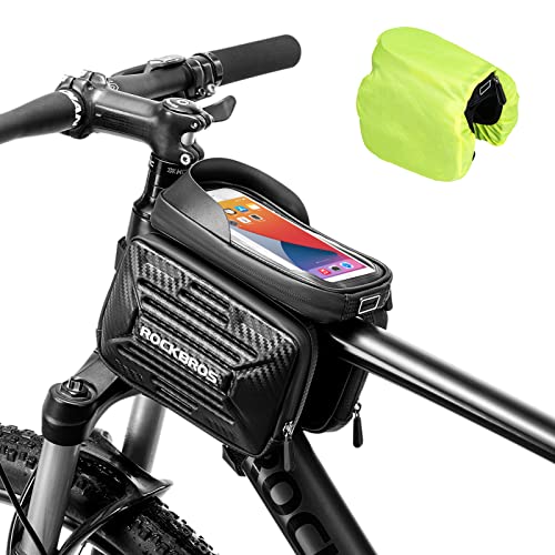 ROCKBROS Bike Phone Bag Bicycle Waterproof Front Frame Pouch Top Tube Handlebar Bag Cycling Cell Phone Storage Bag for iPhone 11 12 13 PRO XS XR 8 7 Plus Below 6.2”/5.8”