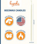 Hyoola Beeswax Skinny Taper Candles - 50 Pack - Natural Dripless Decorative Candles with Long Lasting Burn - Elegant Taper Design, Soothing Scent - 9" Tall - Handmade in The USA