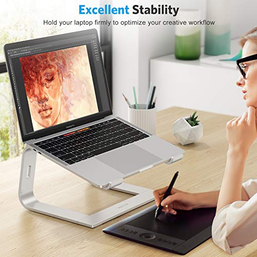 Laptop Stand, OMOTON Detachable Laptop Mount, Aluminum Laptop Holder Stand for Desk, Compatible with MacBook Air/Pro, Dell, HP, Lenovo and All Laptops (11-16 inch), Silver