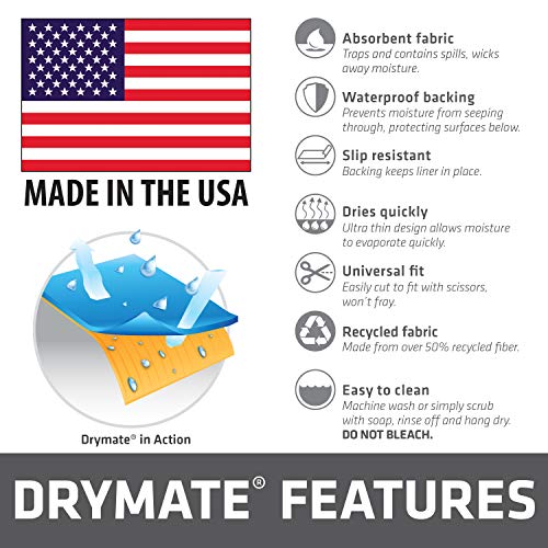 Drymate Premium Luxury Shelf & Drawer Liner, Thick Cushioned Fabric, Non-Adhesive, Absorbent, Waterproof, Slip-Resistant, Liners for Kitchen Cabinets, Cupboards (USA Made)(12”x59”)(2-Pack)(Charcoal)