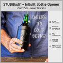 STUBiBudi Stubby Holder, Beer Cooler, Bottle Opener, Premium 375ml Can Coolers 4 in 1 Stubby Cooler for Can Bottles & Tumbler - Beer Gifts for Men Stainless Steel Insulated Bottle Holder (Black)