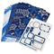 Hallmark Flat Christmas Wrapping Paper Sheets with Cutlines on Reverse and Gift Tag Seals (12 Folded Sheets, 16 Gift Tag Stickers) Blue and Silver Snowflakes, Deer Forest Scene, Blue Tartan Plaid