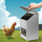 ZHEQOGZH Stainless Steel Hanging Chicken Feeder with Lid No Waste Weatherproof Metal Automatic Poultry Feeder Wall Mount Outdoor Chicken Coop Food Dispenser Feeder for Chickens Ducks (10Lbs)