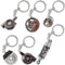 Zodaca 6 Pack Auto Car Parts Keychain Set with Turbo, Manual Gearbox, Tire Rim, Spring Shock Absorber, Brake Rotor (Metal), Silver, Multicolor, Small