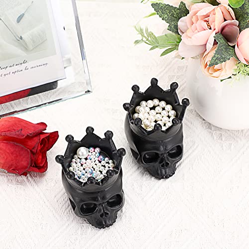 SUMNACON Resin Candle Holder for Table Home Decoration Candle Holder Candle Holder Skull Shape Decor for Christmas All Saints(Black)